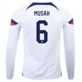 Nike Estados Unidos Yunus Musah Home Manga Larga Jersey 22/23 (Blanco/Azul)