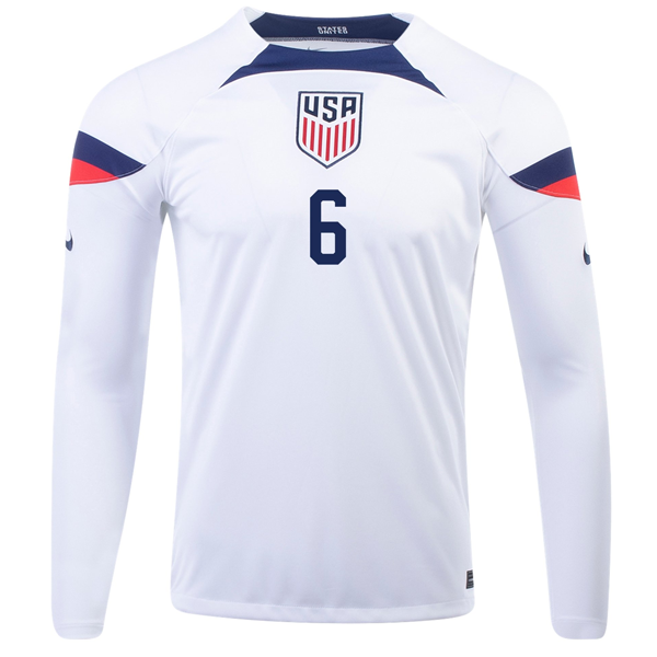 Nike Estados Unidos Yunus Musah Home Manga Larga Jersey 22/23 (Blanco/Azul)