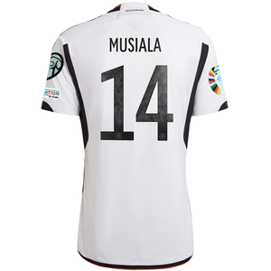 adidas Germany Jamal Musiala Home Jersey w/ Euro Qualifying Patches 22/23 (White/Black)