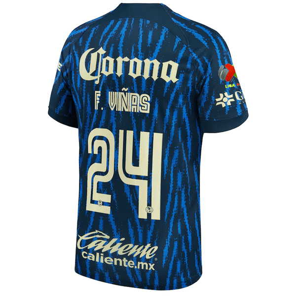 Nike Club America Federico Vinas Away Jersey w/ Liga MX Patch 22/23 (Armory Navy/Lemon Chiffon) | SoccerWearhouse