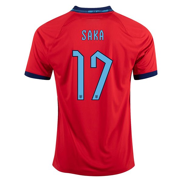 Nike England Bukayo Saka Away Jersey 22/23 (Challenge Red/Blue Void) | SoccerWearhouse