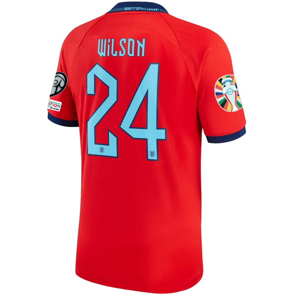 Nike England Callum Wilson Away Jersey 22/23 w/ Euro Qualifier Patches (Challenge Red/Blue Void) | SoccerWearhouse