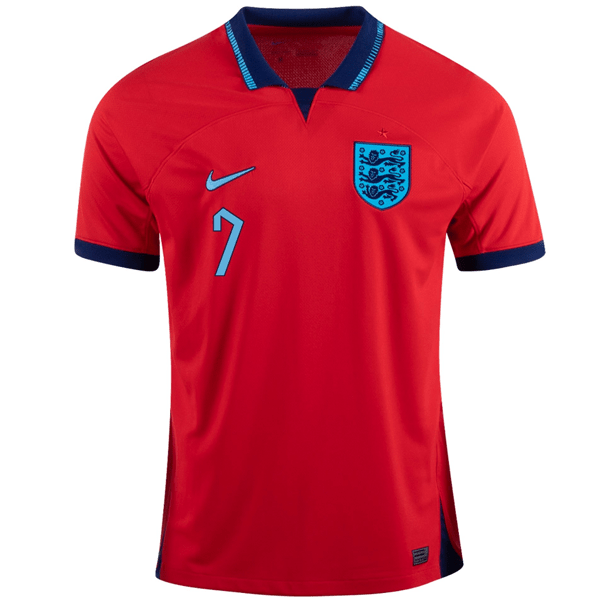 Nike England Jadon Sancho Away Jersey 22/23 (Challenge Red/Blue Void) | SoccerWearhouse