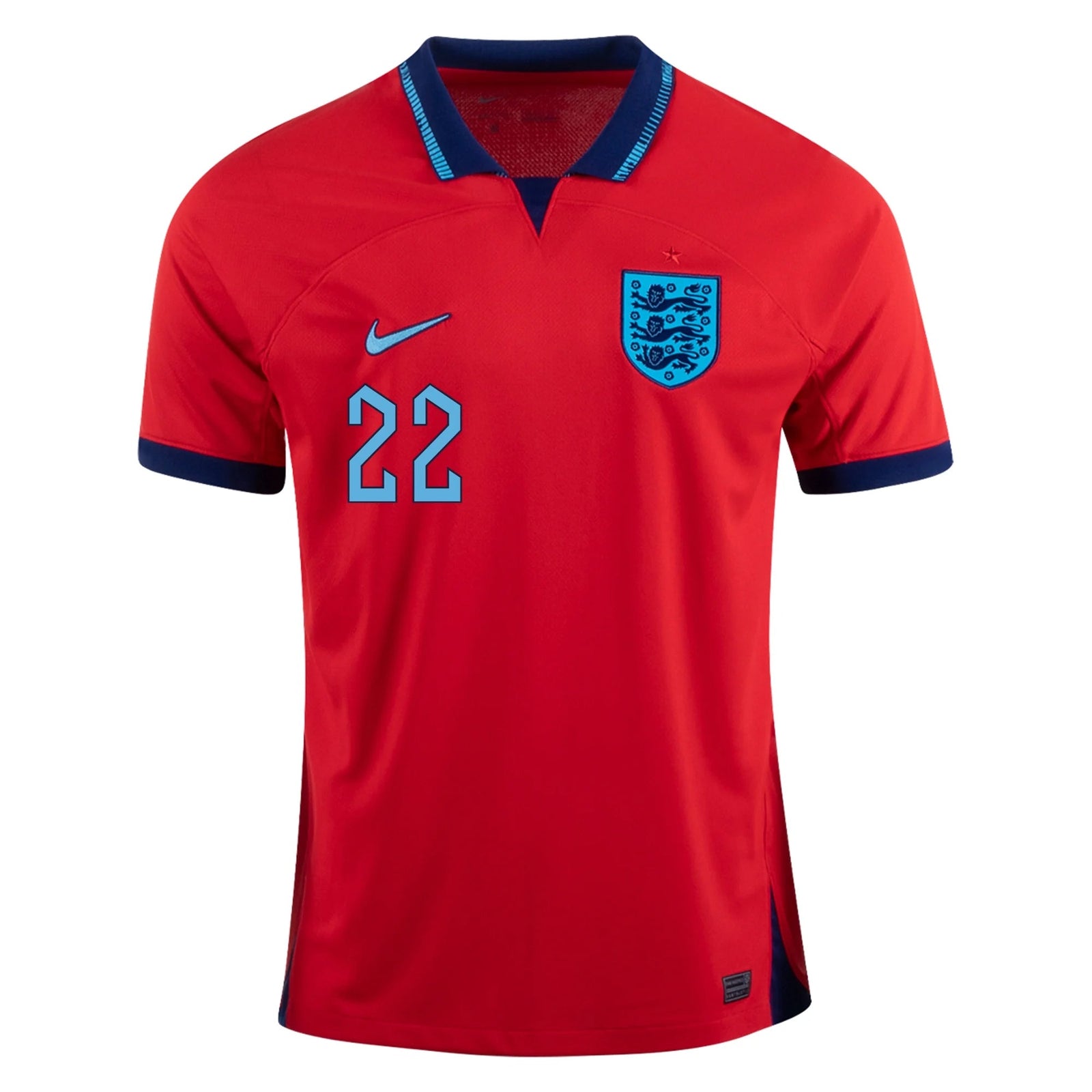 Nike England Jude Bellingham Away Jersey 22/23 (Challenge Red/Blue Void) | SoccerWearhouse