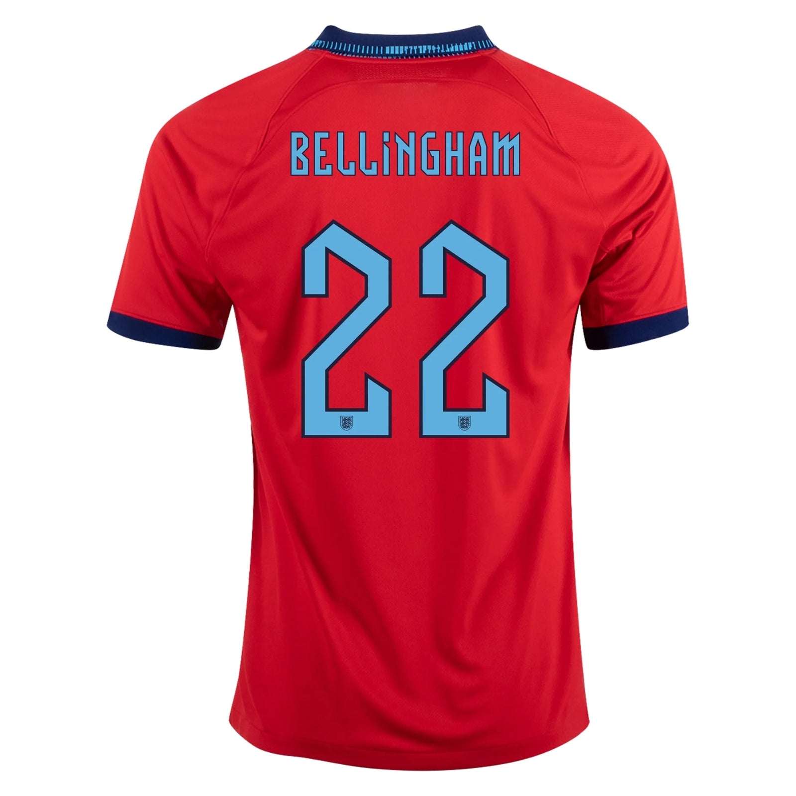 Nike England Jude Bellingham Away Jersey 22/23 (Challenge Red/Blue Void) | SoccerWearhouse