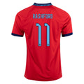 Camiseta Nike Inglaterra Marcus Rashford Visitante 22/23 (Challenge Red/Blue Void)