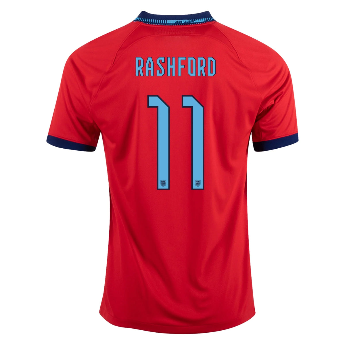 Nike England Marcus Rashford Away Jersey 22/23 (Challenge Red/Blue Void) | SoccerWearhouse