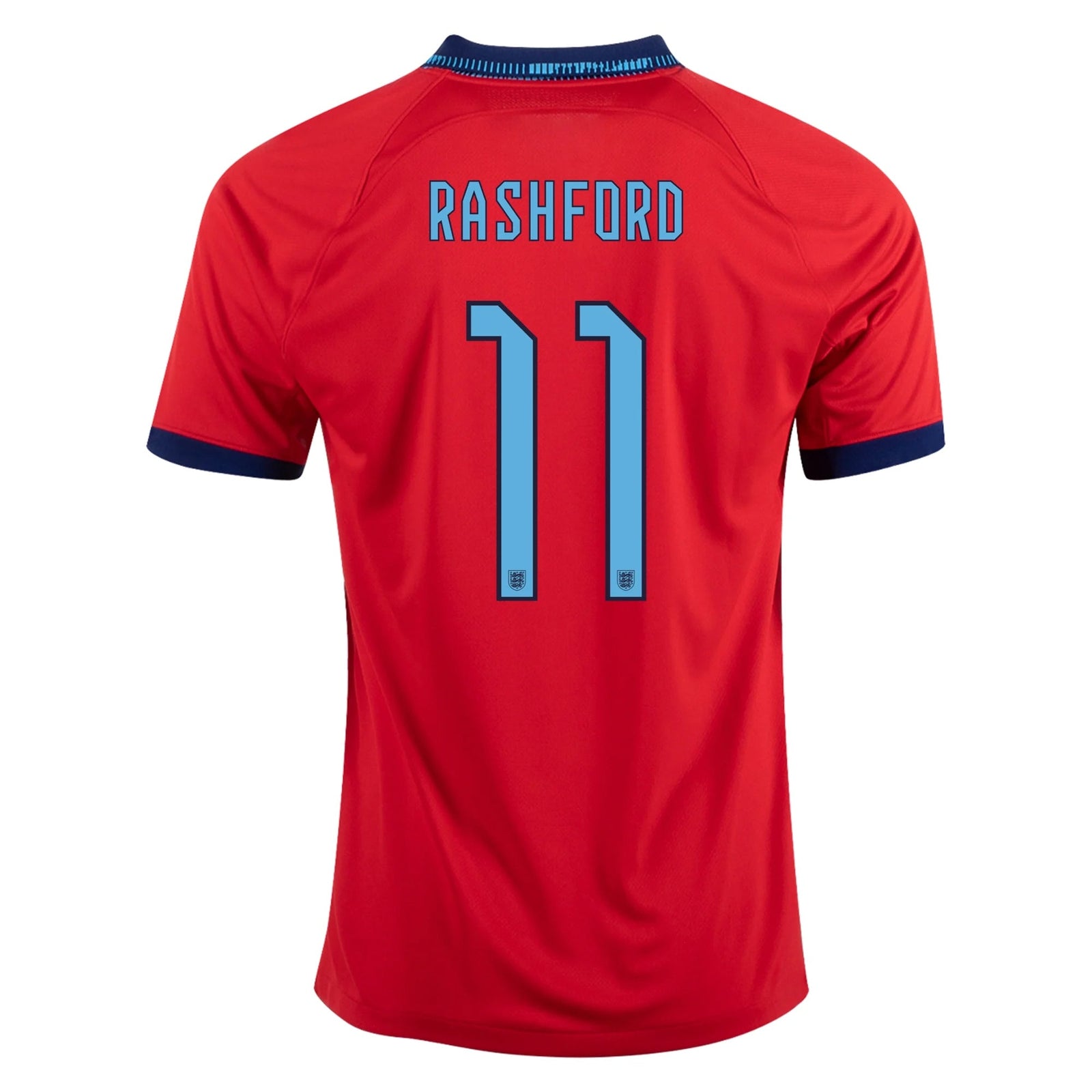 Nike England Marcus Rashford Away Jersey 22/23 (Challenge Red/Blue Void) | SoccerWearhouse