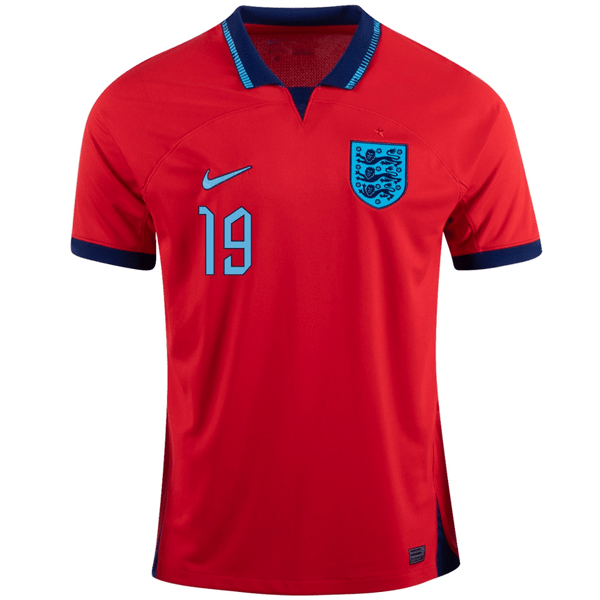 Nike England Mason Mount Away Jersey 22/23 (Challenge Red/Blue Void) | SoccerWearhouse
