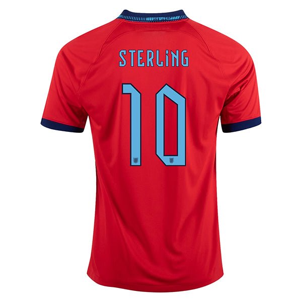 Nike England Raheem Sterling Away Jersey 22/23 (Challenge Red/Blue Void) | SoccerWearhouse