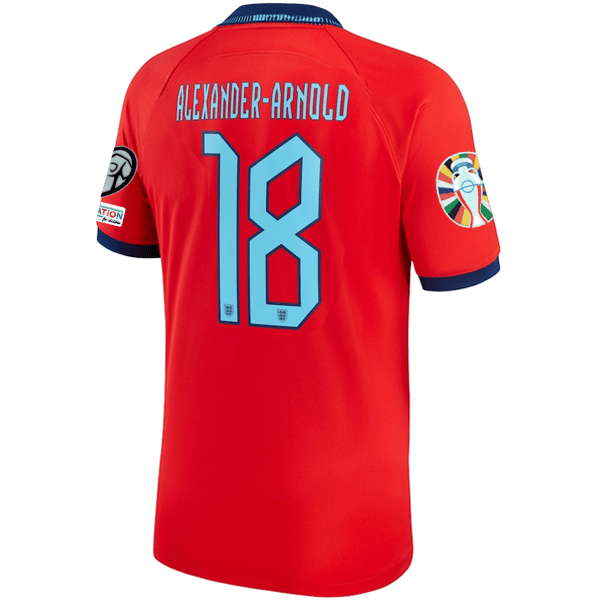 Nike England Trent Alexander-Arnold Away Jersey 22/23 w/ Euro Qualifier Patches (Challenge Red/Blue Void) | SoccerWearhouse