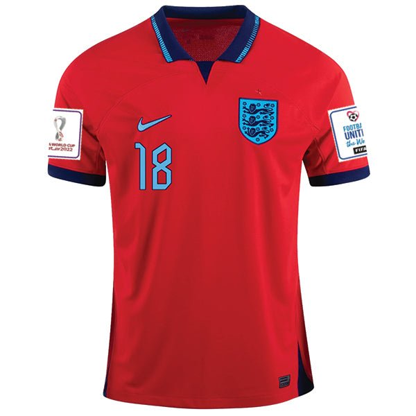 Nike England Trent Alexander-Arnold Away Jersey 22/23 w/ World Cup 2022 Patches (Challenge Red/Blue Void) | SoccerWearhouse