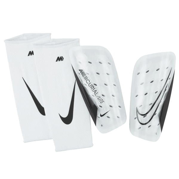 Nike Mercurial Lite Shin Guard (White/Black) | SoccerWearhouse