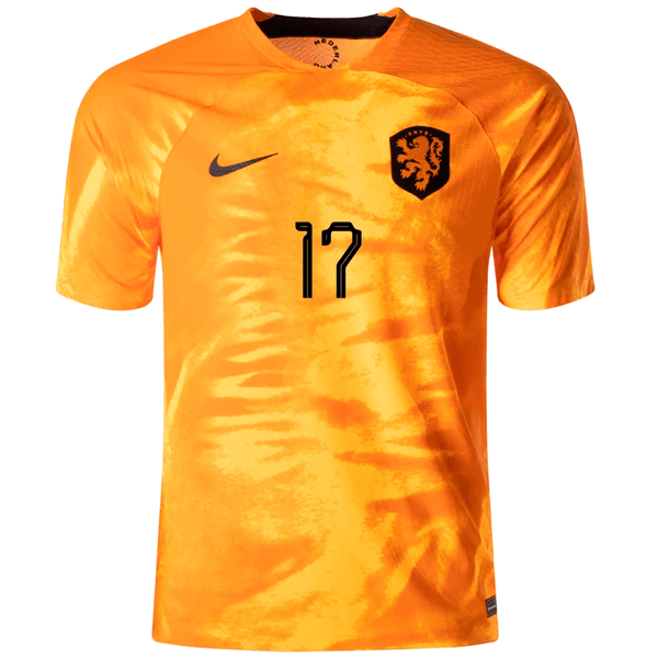 Nike Netherlands Daley Blind Match Authentic Home Jersey 22/23 (Laser Orange/Black) | SoccerWearhouse