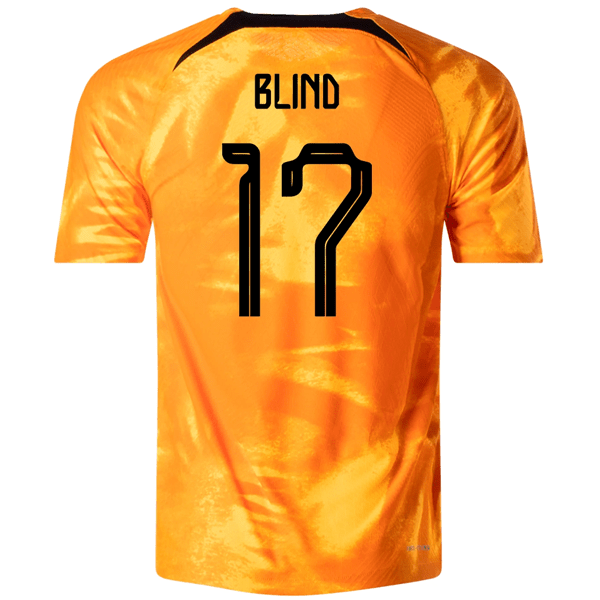 Nike Netherlands Daley Blind Match Authentic Home Jersey 22/23 (Laser Orange/Black) | SoccerWearhouse
