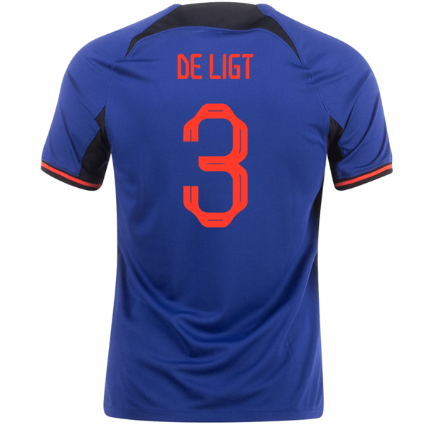 Nike Netherlands De Ligt Away Jersey 22/23 (Deep Royal/Habanero Red) | SoccerWearhouse