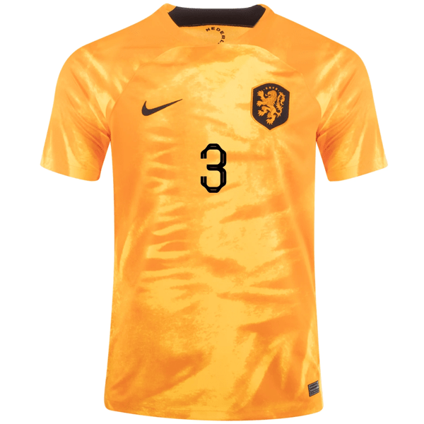 Nike Netherlands De Ligt Home Jersey 22/23 (Laser Orange/Black) | SoccerWearhouse