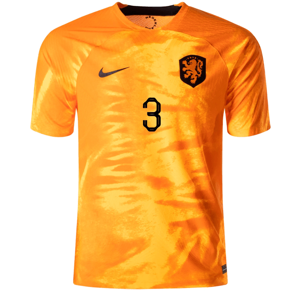 Nike Netherlands De Ligt Match Authentic Home Jersey 22/23 (Laser Orange/Black) | SoccerWearhouse