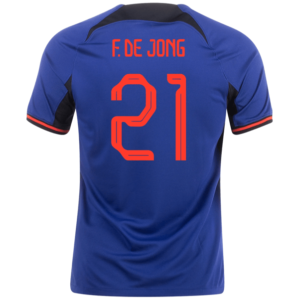 Nike Netherlands Frenkie De Jong Away Jersey 22/23 (Deep Royal/Habanero Red) | SoccerWearhouse