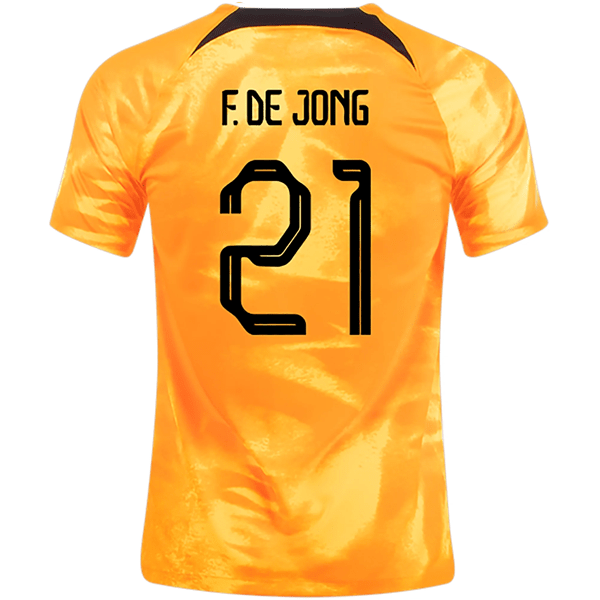 Nike Netherlands Frenkie De Jong Home Jersey 22/23 (Laser Orange/Black) | SoccerWearhouse