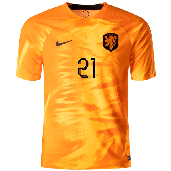 Nike Netherlands Frenkie De Jong Match Authentic Home Jersey 22/23 (Laser Orange/Black) | SoccerWearhouse