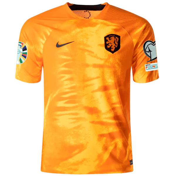 Nike Netherlands Home Match Authentic Jersey w/ Euro Qualifying Patches 22/23 (Laser Orange/Black) | SoccerWearhouse
