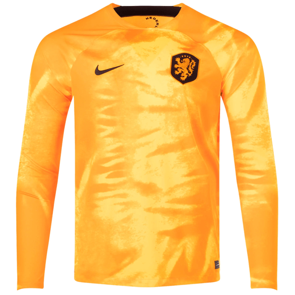 Nike Netherlands Long Sleeve Home Jersey 22/23 (Laser Orange/Black) | SoccerWearhouse