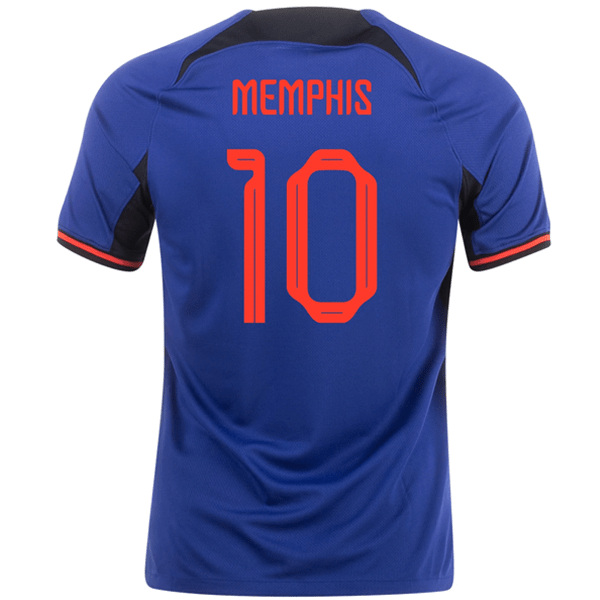 Nike Netherlands Memphis Depay Away Jersey 22/23 (Deep Royal/Habanero Red) | SoccerWearhouse