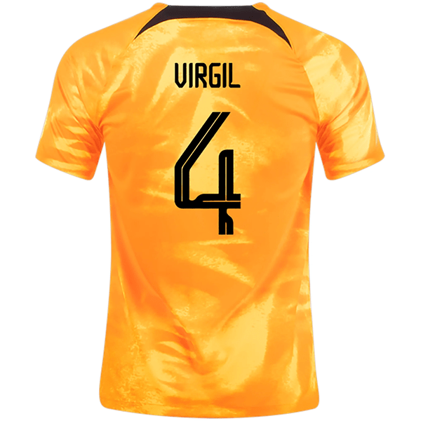 Nike Netherlands Virgil Van Dijk Home Jersey 22/23 (Laser Orange/Black) | SoccerWearhouse