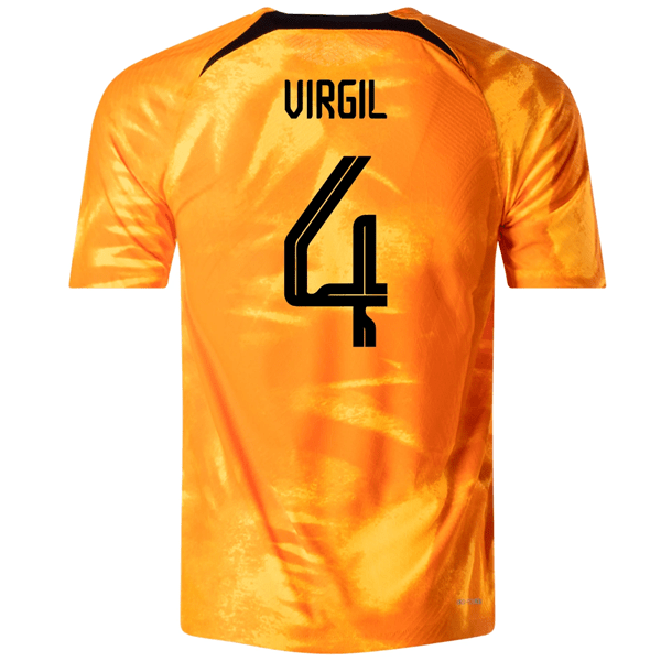 Nike Netherlands Virgil Van Dijk Match Authentic Home Jersey 22/23 (Laser Orange/Black) | SoccerWearhouse