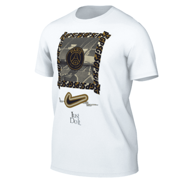 Nike Paris Saint - Germain New DNA T-Shirt (White/Metallic Gold) | SoccerWearhouse