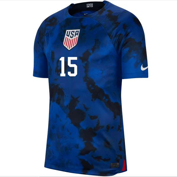 Nike United States Aaron Long Authentic Match Away Jersey 22/23 (Bright Blue/White) | SoccerWearhouse