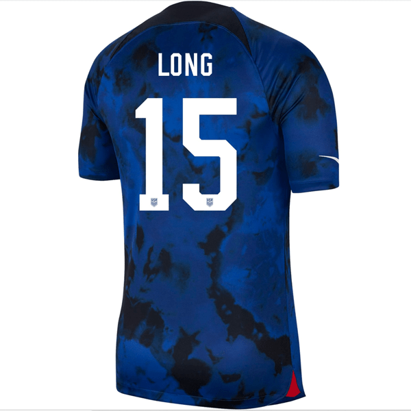 Nike United States Aaron Long Authentic Match Away Jersey 22/23 (Bright Blue/White) | SoccerWearhouse