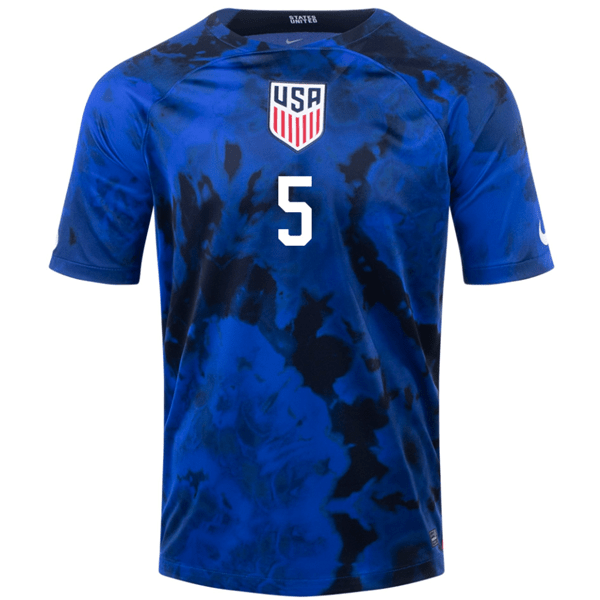 Nike United States Antonee Robinson Away Jersey 22/23 (Bright Blue/White) | SoccerWearhouse