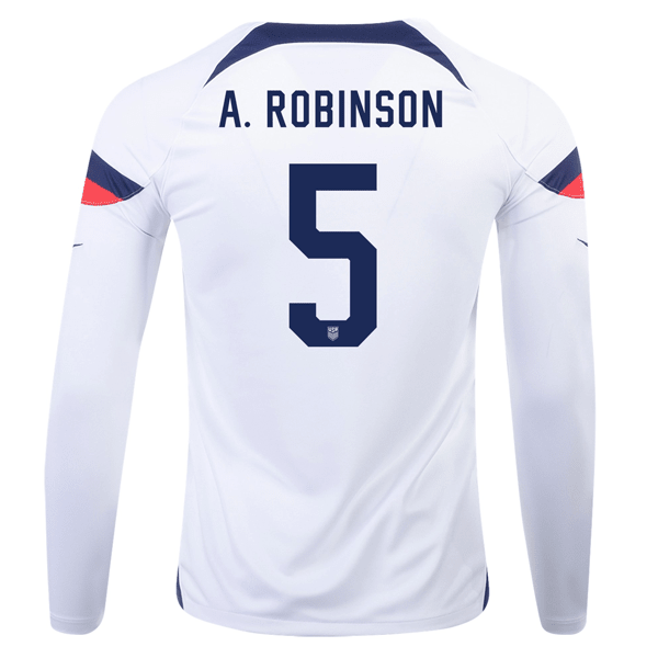 Nike United States Antonee Robinson Home Long Sleeve Jersey 22/23 (White/Loyal Blue) | SoccerWearhouse