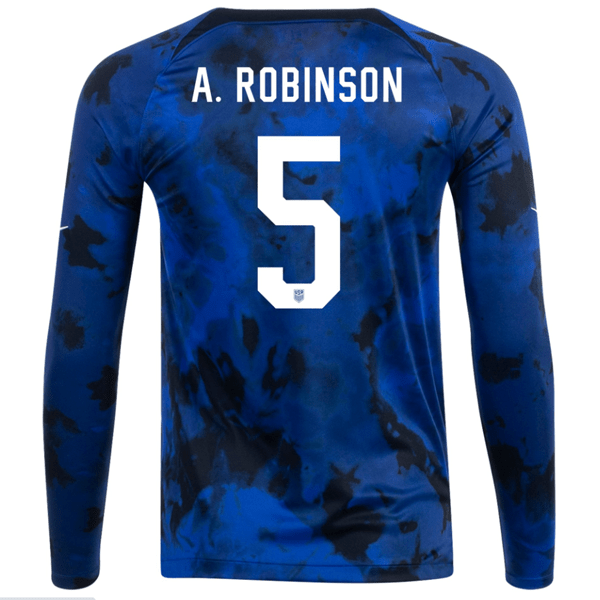 Nike United States Antonee Robinson Long Sleeve Away Jersey 22/23 (Bright Blue/White) | SoccerWearhouse
