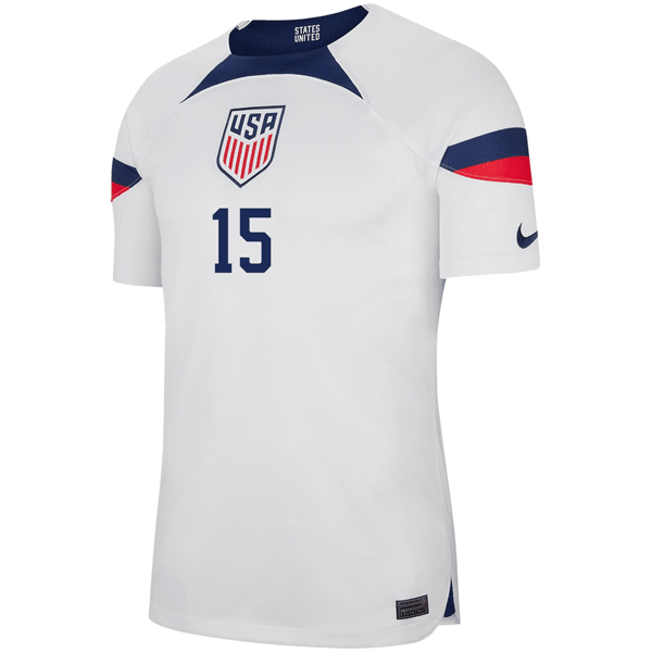 Nike United States Authentic Match Aaron Long Home Jersey 22/23 (White/Loyal Blue) | SoccerWearhouse