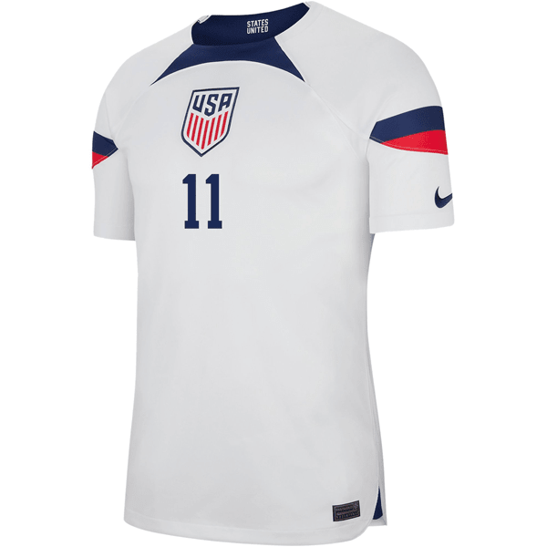 Nike United States Authentic Match Brenden Aaronson Home Jersey 22/23 (White/Loyal Blue) | SoccerWearhouse