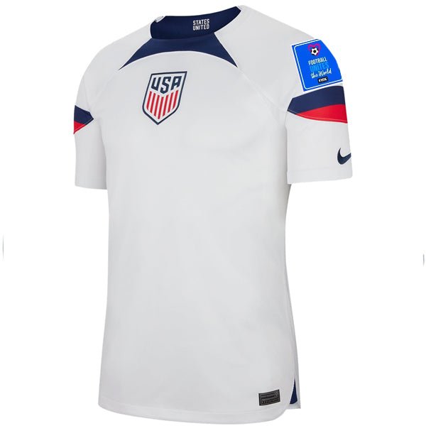 Nike United States Authentic Match Home Jersey 22/23 w/ World Cup 2022 Patches (White/Loyal Blue) | SoccerWearhouse