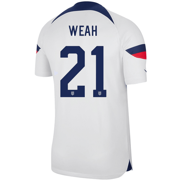 Nike United States Authentic Match Timothy Weah Home Jersey 22/23 (White/Loyal Blue) | SoccerWearhouse