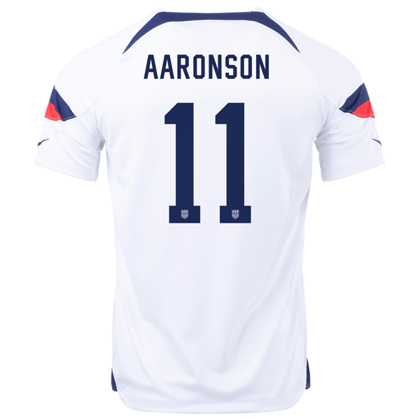Nike United States Brenden Aaronson Home Jersey 22/23 (White/Loyal Blue) | SoccerWearhouse