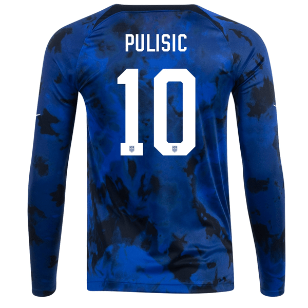 Nike United States Christian Pulisic Long Sleeve Away Jersey 22/23 (Bright Blue/White) | SoccerWearhouse