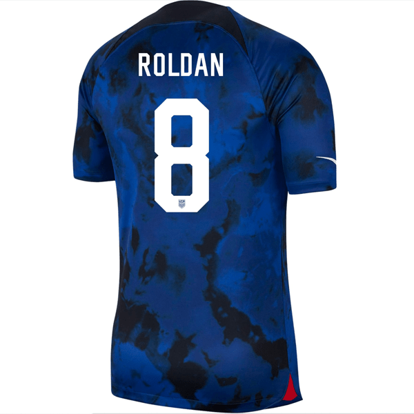 Nike United States Cristian Roldan Authentic Match Away Jersey 22/23 (Bright Blue/White) | SoccerWearhouse