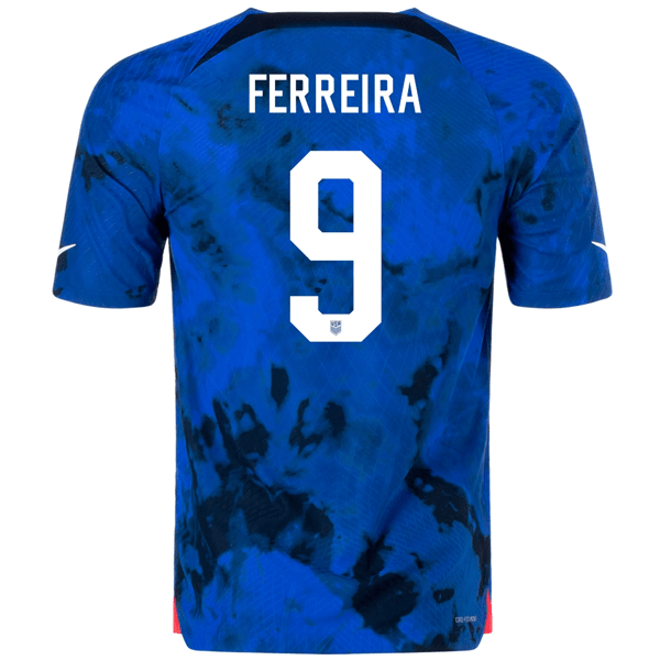 Nike United States Ferreira Authentic Match Away Jersey 22/23 (Bright Blue/White) | SoccerWearhouse