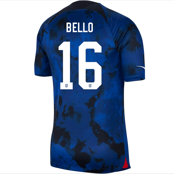 Nike United States George Bello Authentic Match Away Jersey 22/23 (Bright Blue/White) | SoccerWearhouse