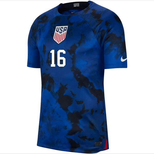 Nike United States George Bello Authentic Match Away Jersey 22/23 (Bright Blue/White) | SoccerWearhouse