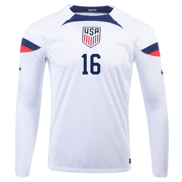 Nike United States George Bello Home Long Sleeve Jersey 22/23 (White/Loyal Blue) | SoccerWearhouse