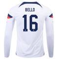 Nike United States George Bello Home Long Sleeve Jersey 22/23 (White/Loyal Blue)