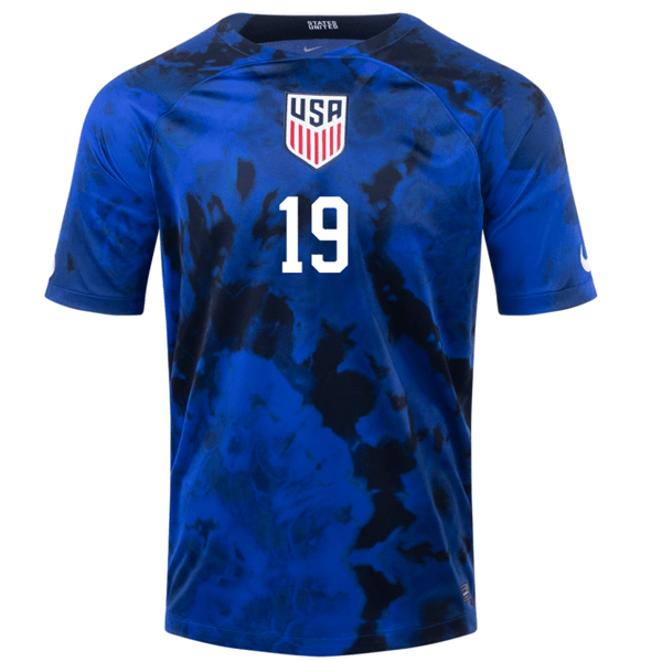 Nike United States James Sands Away Jersey 22/23 (Bright Blue/White) | SoccerWearhouse