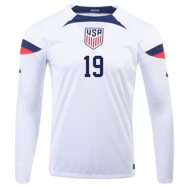 Nike United States James Sands Home Long Sleeve Jersey 22/23 (White/Loyal Blue) | SoccerWearhouse